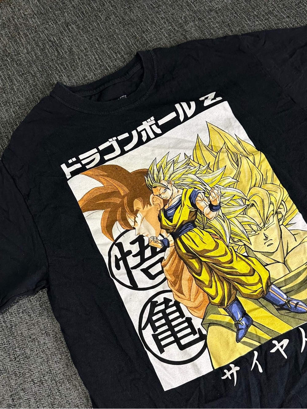 Dragon Ball Z Men’s T-Shirt Crew Neck Black Anime Print Size M Unisex Cotton Tee